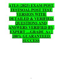 ATLS (2025) EXAM POST  TESTSOAL POST TEST VERSION WITH  DETAILED & VERIFIED QUESTIONS AND