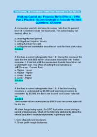 Working Capital & Financial Ratio Analysis Practice Questions