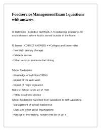 Foodservice Management Exam Questions and Answers: Systems and Safety