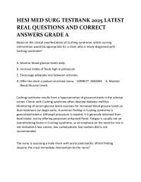 HESI Med-Surg Test Bank 2025 | Latest Real Questions and Correct Answers – Grade A