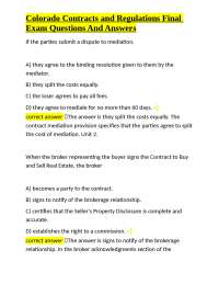 Colorado Real Estate Contracts and Regulations Exam: Q&A