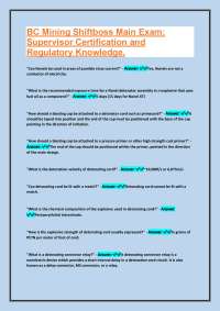 BC Mining Shiftboss Main Exam: Supervisor Certification and Regulatory Knowledge.