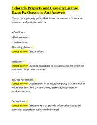 Colorado Property and Casualty Insurance License Exam Questions and Answers