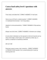 Costco Food Safety Level 1: Questions and Answers