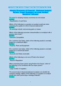 Industry Economics and Financial Statement Analysis: Q&A