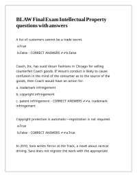 Intellectual Property Law Exam Questions and Answers