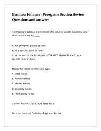Business Finance Review: Questions and Answers on Financial Statements
