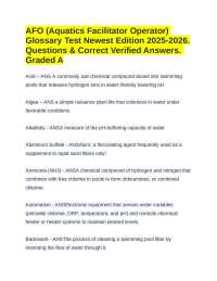 AFO (Aquatics Facilitator Operator) Glossary Test Newest Edition 2025-2026. Quizs & Ans.