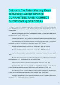 Colorado Car Sales Mastery Exam: Q&A for 2025/2026