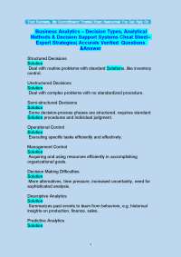 Business Analytics Cheat Sheet: Decision Types and Analytical Methods