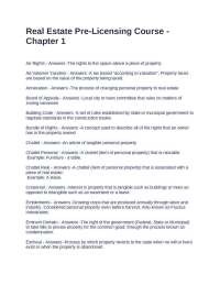 Real Estate Pre-Licensing Course - Chapter 1 Exam Questions and Correct Answers