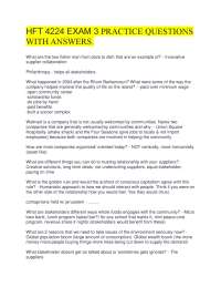 HFT 4224 Exam 3 Practice Questions: Business Ethics and CSR