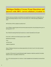 Michigan Builders License Exam |Questions and  answers with 100% correct solutions | Grade