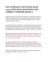 NCCT Surgical Tech Final Exam 2025: Questions and Answers