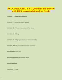 NCCCO RIGGING 1 & 2 Questions and answers  with 100% correct solutions | A+ Grade OSHA 191