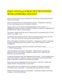 EMST 3010 Exam II Practice Questions and Answers: Media Entertainment Business