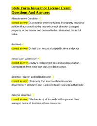 State Farm Insurance License Exam Questions And Answers