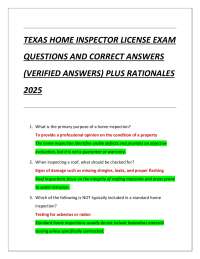 Texas Home Inspector License Exam Q&A 2025: Verified Answers & Rationales