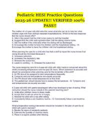 Pediatric HESI Practice Questions 2025-26 UPDATE!! VERIFIED 100% PASS!!