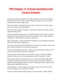 Public Relations Exam Questions and Answers: Mass Media and Digital Strategies