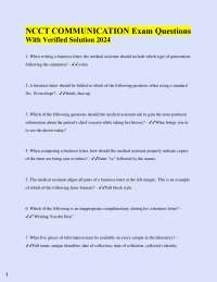 NCCT Communication Exam Questions with Verified Solutions 2024