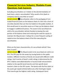 Financial Services Industry: Securitization and Derivatives Exam Questions