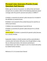 Personal Lines Insurance Exam Practice Questions
