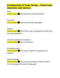 Fundamentals of Game Design – Final Exam Questions And Answers