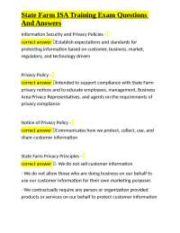 State Farm ISA Training: Information Security and Privacy Exam Q&A