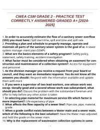 CWEA CSM Grade 2 Practice Test: Sanitary Sewer Systems and Overflow Management