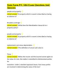 State Farm P/C Exam Q&A: Property & Casualty Insurance Study Guide