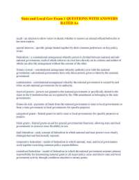 State and Local Government Exam: Key Concepts and Definitions