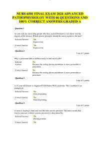 NURS 6501 FINAL EXAM 2024 ADVANCED  PATHOPHYSIOLOY WITH 66 QUESTIONS AND  100% CORRECT ANS