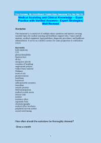 Medical Assisting and Clinical Knowledge – Exam Practice with Verified Answers