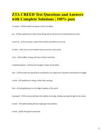 ZTA CREED Test Questions and Answers  with Complete Solutions | 100% pass To realize - ✔✔t