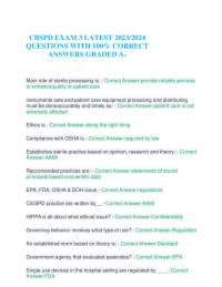 CBSPD EXAM 3 LATEST 2023/2024  QUESTIONS WITH 100%  CORRECT  ANSWERS GRADED A+