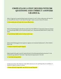 CBSPD EXAM LATEST 2023/2024 WITH 500  QUESTIONS AND CORRECT ANSWERS  GRADED A+