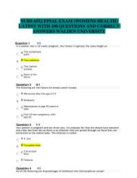 NURS 6552 FINAL EXAM (WOMENS HEALTH)  LATEST WITH 100 QUESTIONS AND CORRECT  ANSWERS WALDE