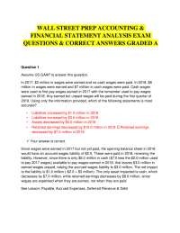 WALL STREET PREP ACCOUNTING &  FINANCIAL STATEMENT ANALYSIS EXAM  QUESTIONS & CORRECT ANSW