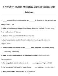 HPNU 3060 - Human Physiology Exam 2 Questions with Solutions