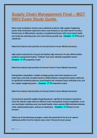 Supply Chain Management Final – MGT 8803 Exam Study Guide.
