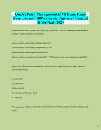 Qualys Patch Management (PM) Exam Exam Questions with 100% Correct Answers | Updated  & Ve