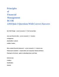 Financial Management Quiz: Key Principles and Ratios