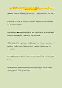 ANTHROPOLOGY WVU EXAM 3: Verified Questions and Correct  Answers-2025/2026