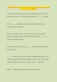 ANTHRO 105 Sahady-WVU Exam Study Guide: Verified Questions and  Correct Answers-2025/2026