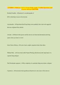 ANTHRO 1 Midterm 1 UCLA Exam Study Guide: Verified Questions and  Correct Answers-2025/202