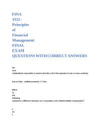 Financial Management Exam Questions and Answers
