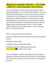 OCD Case Study: Nursing Exam Questions and Answers
