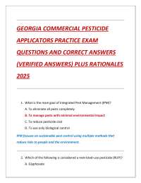 GEORGIA COMMERCIAL PESTICIDE  APPLICATORS PRACTICE EXAM QUESTIONS AND CORRECT ANSWERS  (VE