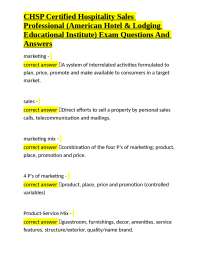 CHSP Exam Prep: Hospitality Sales Professional Q&A